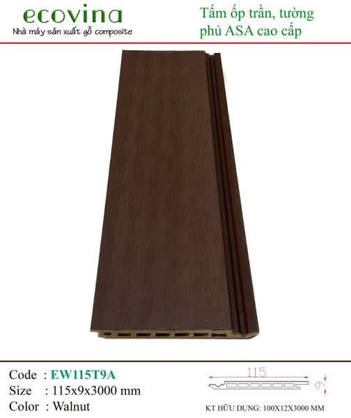 Ecovina EW115T9A Walnut Wood-Plastic Wall Panel