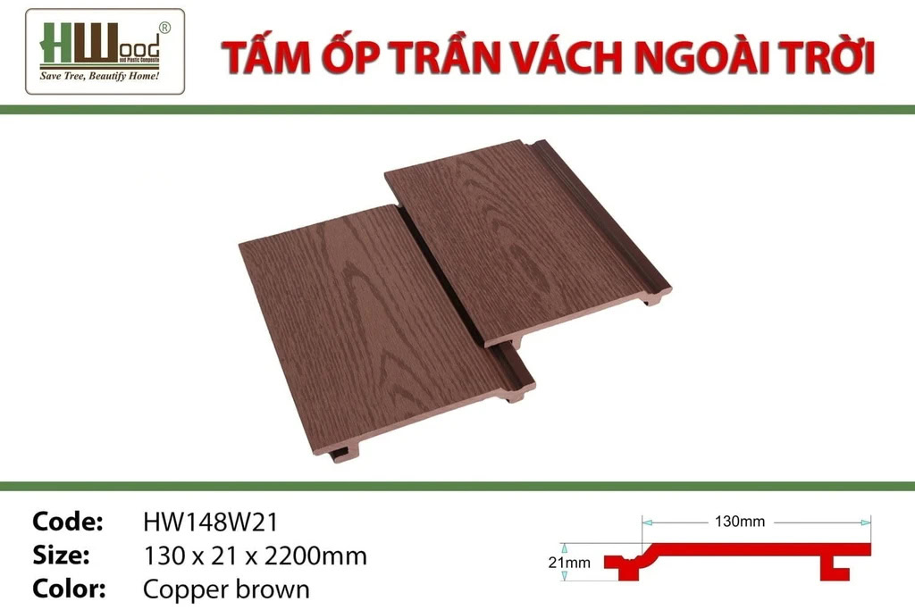 Hwood HW148W21 Wood Plastic Composite Wall Panel