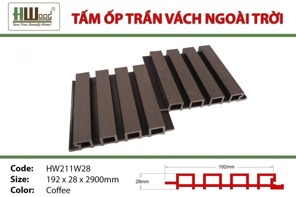 Hwood HW211W28 Outdoor WPC Slat Wall Panel