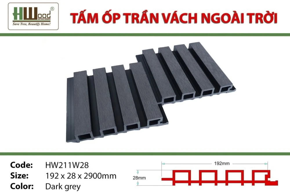 Hwood HW211W28 Outdoor WPC Slat Wall Panel
