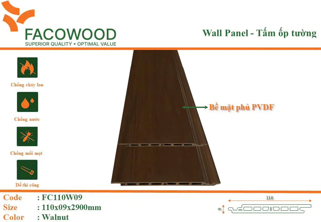 Tấm ốp Facowood FC110W09 Walnut
