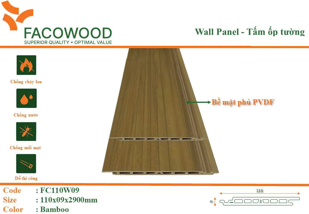 Tấm ốp Facowood FC110W09 Bamboo