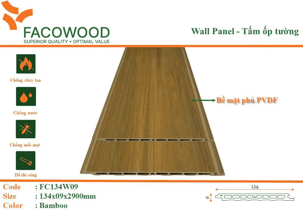 Tấm ốp Facowood FC134W09 Bamboo