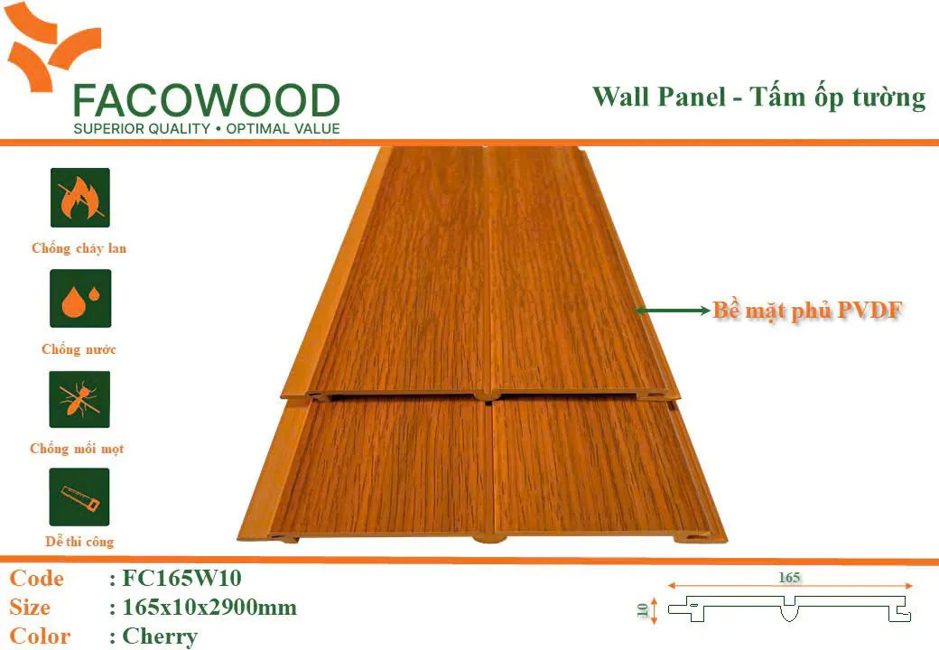 Tấm ốp Facowood FC165W10 Cherry