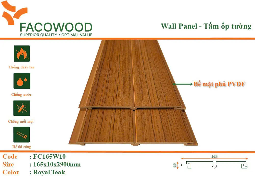 Tấm ốp Facowood FC165W10 Royal Teak