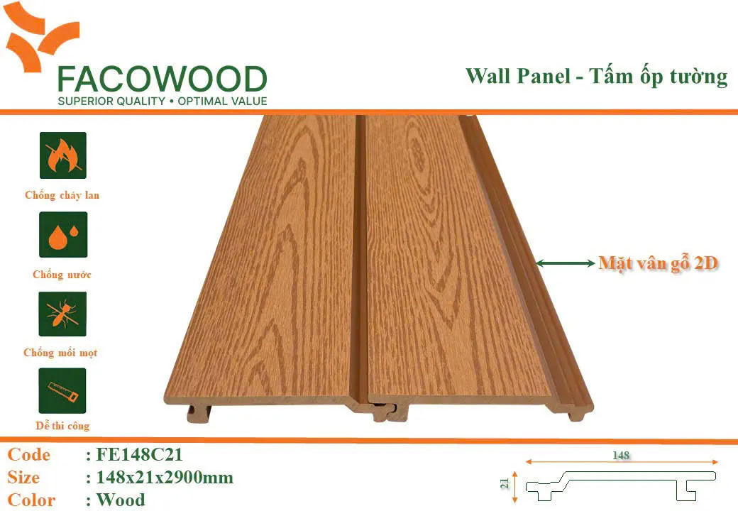 Tấm ốp Facowood FE148C21 Wood