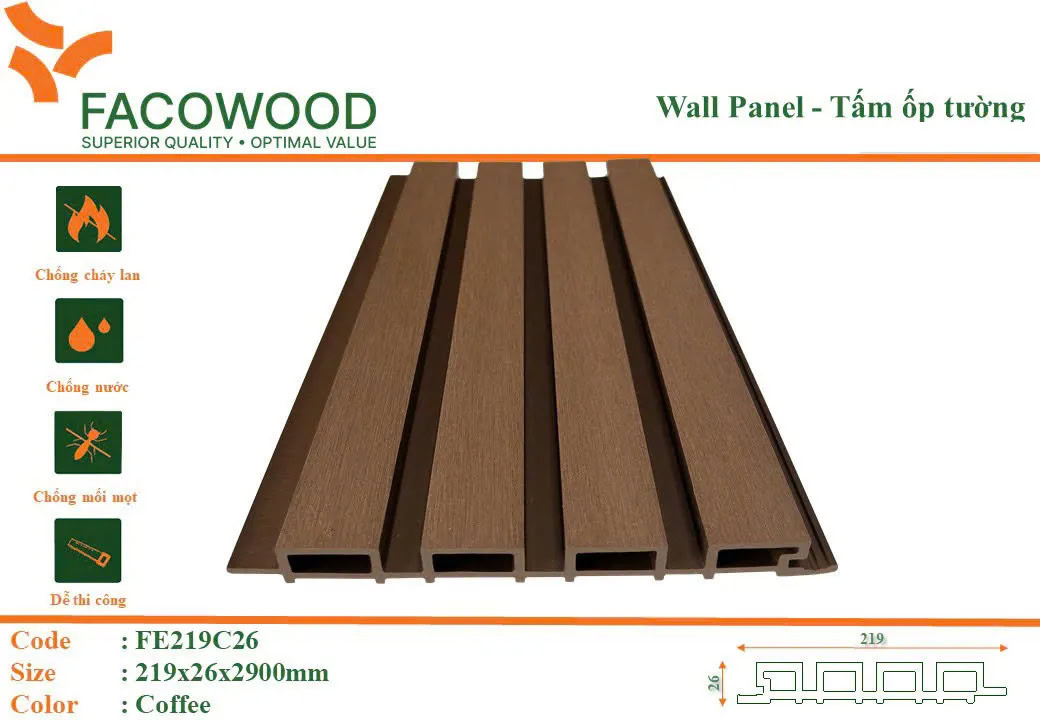 Tấm ốp Facowood FE219C26 Coffee