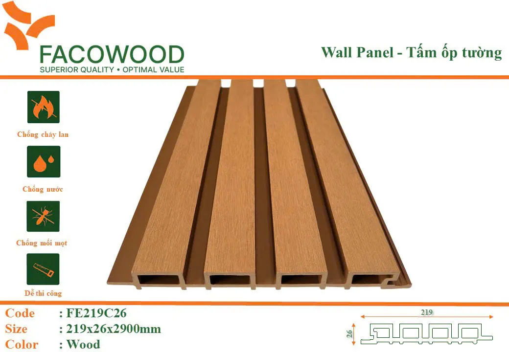 Tấm ốp Facowood FE219C26 Wood