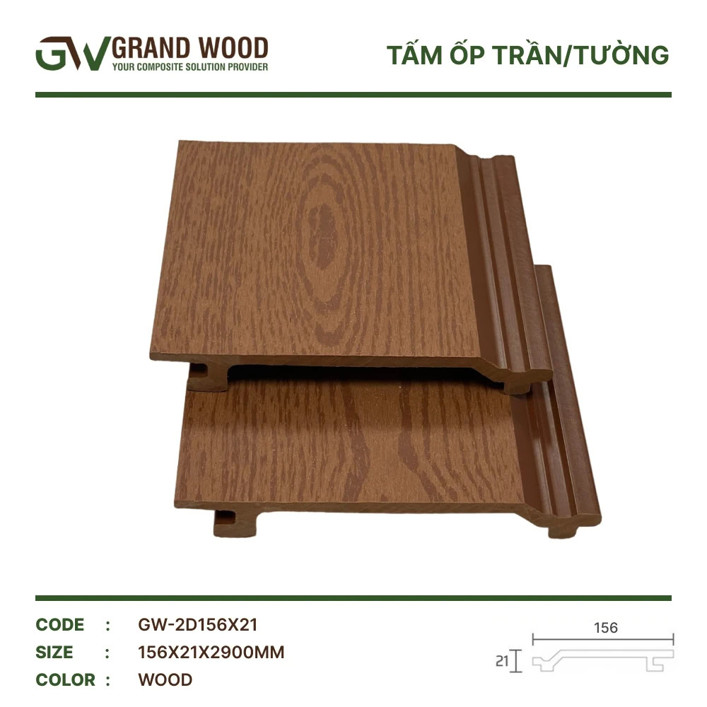 Tấm ốp gỗ nhựa Grand Wood GW-2D156x21 Wood