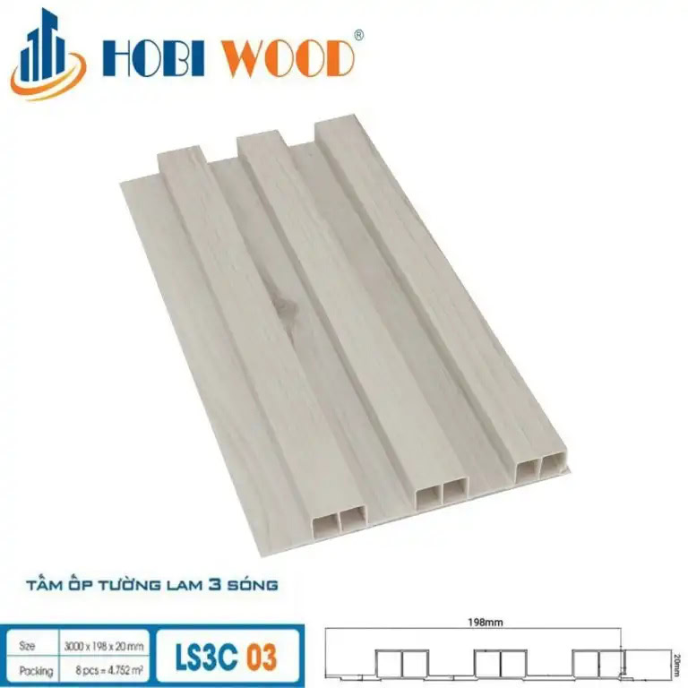 Tấm ốp lam 3 sóng cao Hobi Wood LS3C-03