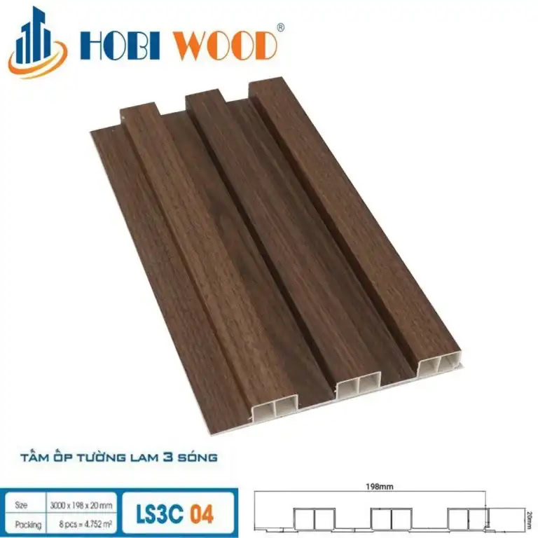Tấm ốp lam 3 sóng cao Hobi Wood LS3C-04