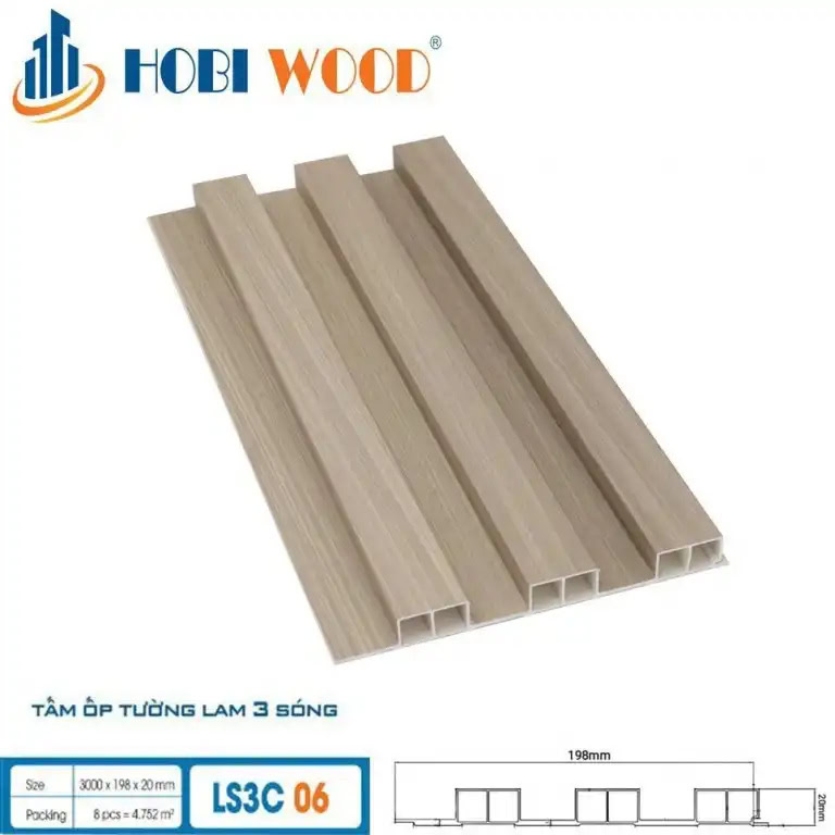 Tấm ốp lam 3 sóng cao Hobi Wood LS3C-06