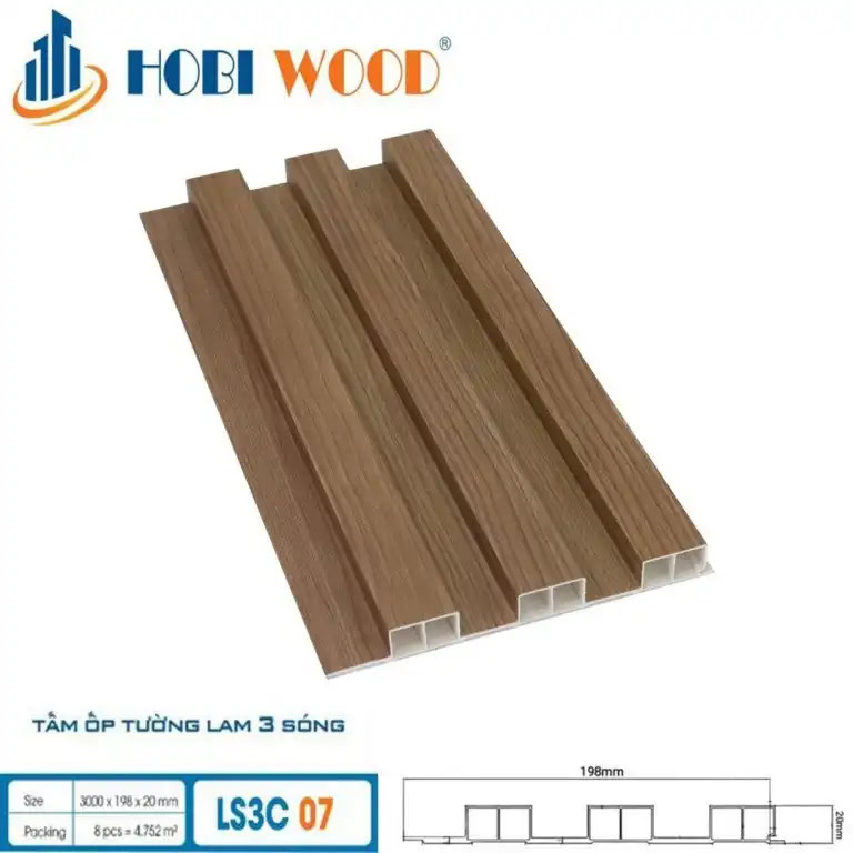 Tấm ốp lam 3 sóng cao Hobi Wood LS3C-07