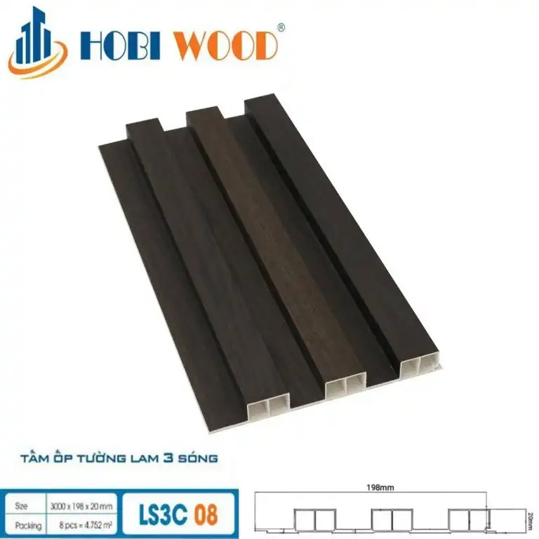 Tấm ốp lam 3 sóng cao Hobi Wood LS3C-08