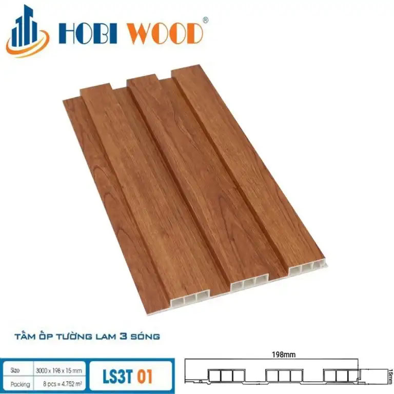 Tấm ốp lam 3 sóng thấp Hobi Wood LS3T-01