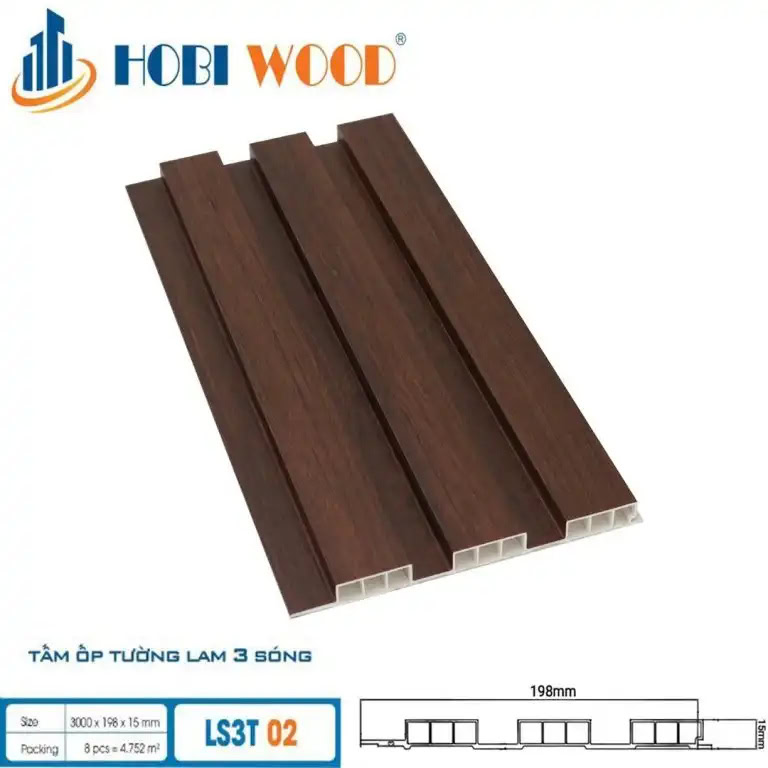 Tấm ốp lam 3 sóng thấp Hobi Wood LS3T-02