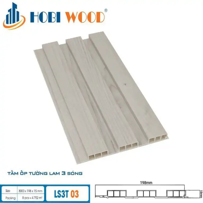 Tấm ốp lam 3 sóng thấp Hobi Wood LS3T-03