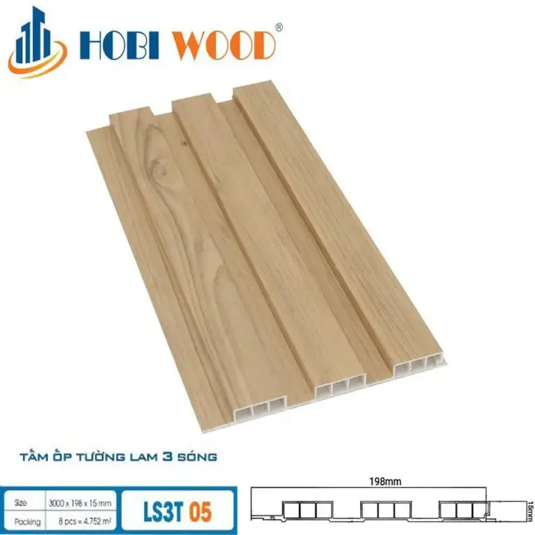Tấm ốp lam 3 sóng thấp Hobi Wood LS3T-05