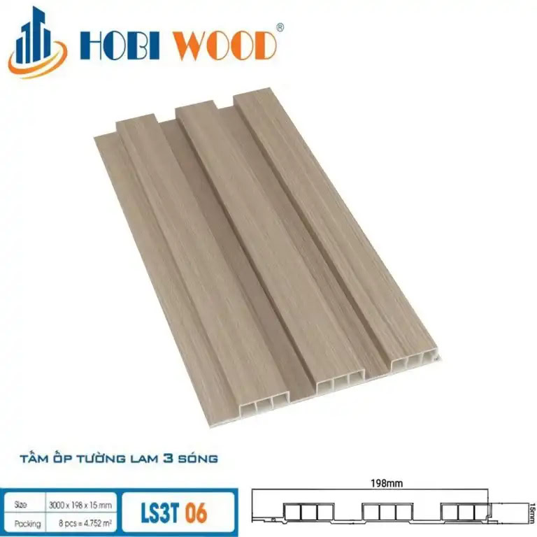 Tấm ốp lam 3 sóng thấp Hobi Wood LS3T-06