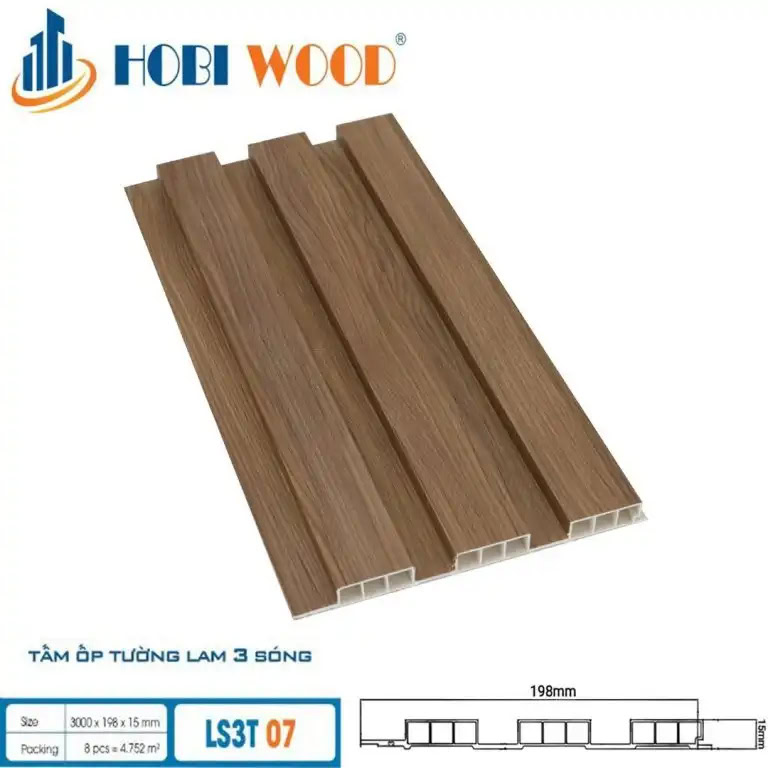 Tấm ốp lam 3 sóng thấp Hobi Wood LS3T-07