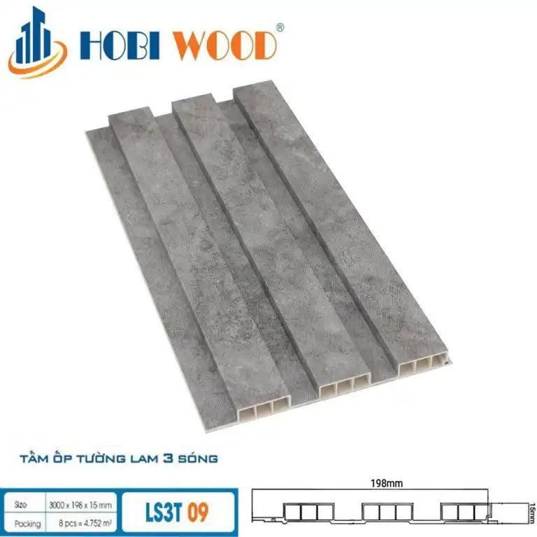 Tấm ốp lam 3 sóng thấp Hobi Wood LS3T-09