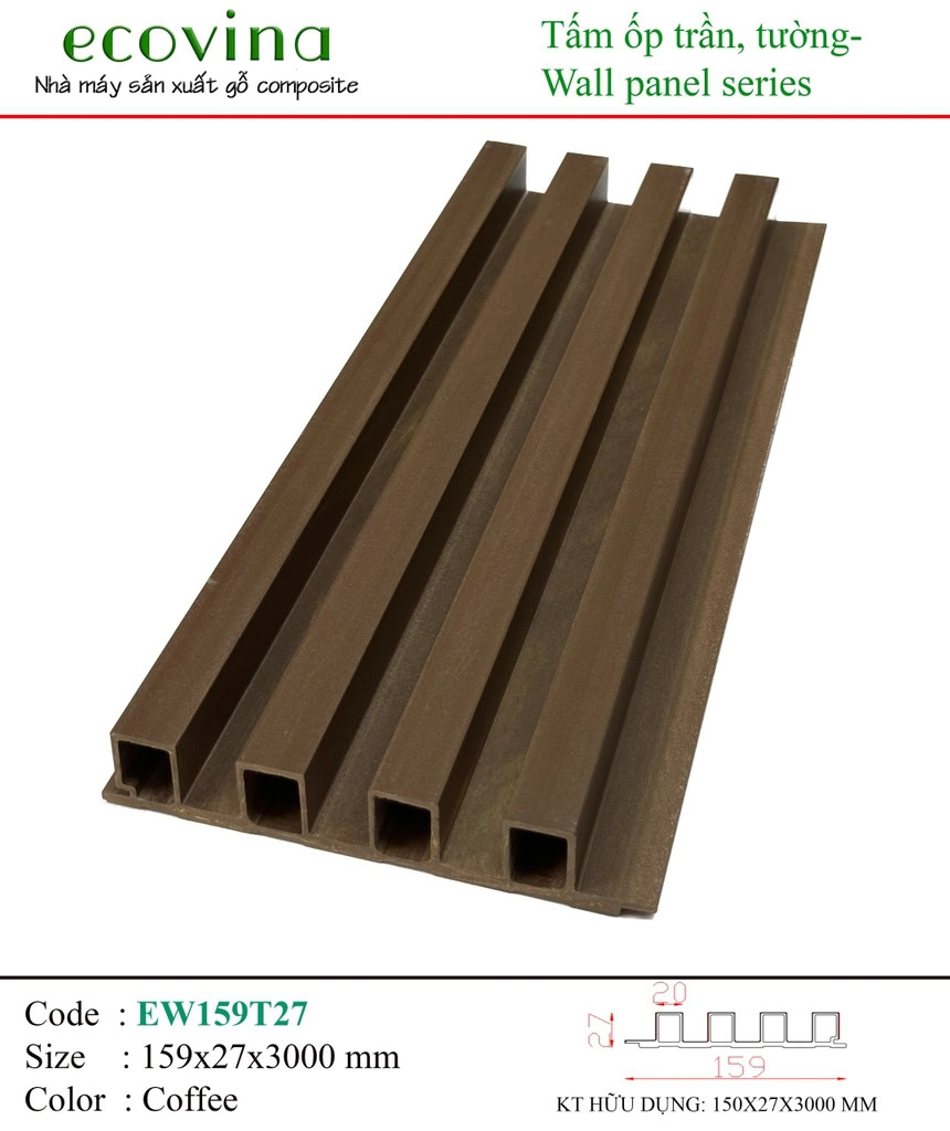 Tấm ốp lam sóng Ecovina EW159T27 Coffee