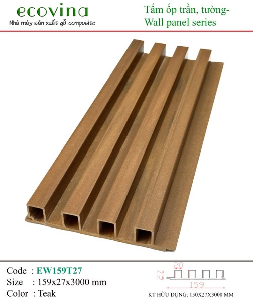 Tấm ốp lam sóng Ecovina EW159T27 Teak