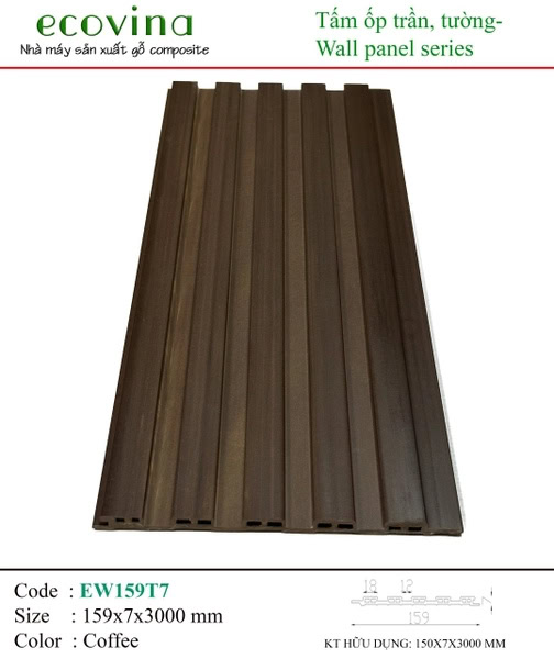 Tấm ốp lam sóng Ecovina EW159T7 Coffee