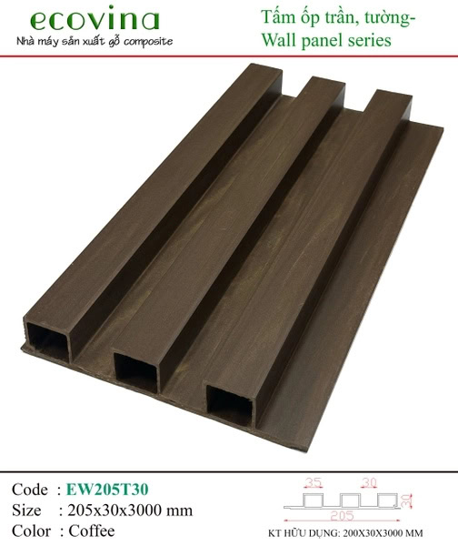 Tấm ốp lam sóng Ecovina EW205T30 Coffee