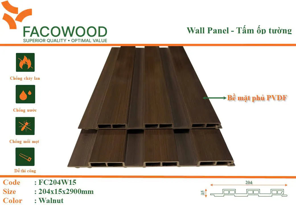 Facowood FC204W15 Walnut Wave Wall Panel