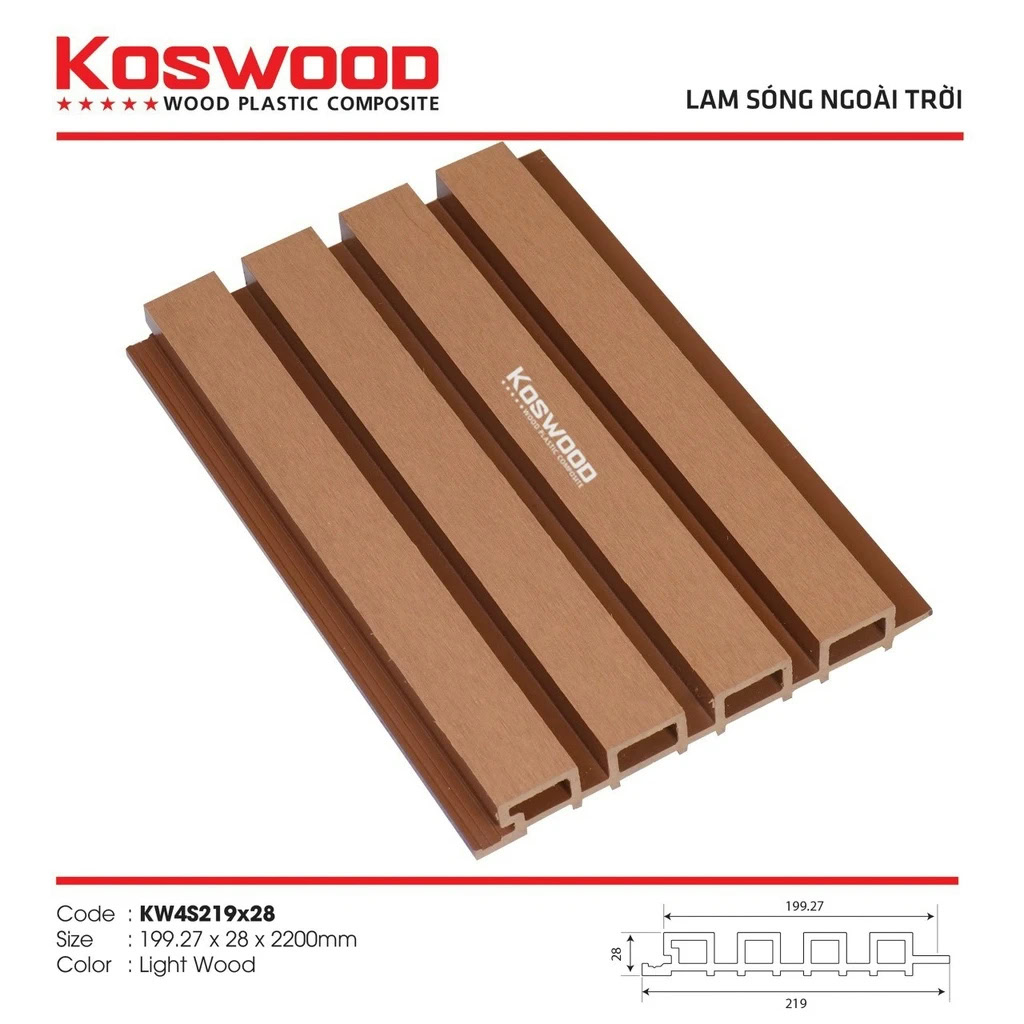 Tấm ốp lam sóng Koswood KW4S219x28 Light Wood