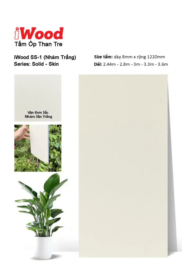 Tấm ốp than tre vân đơn sắc iWood SS-1