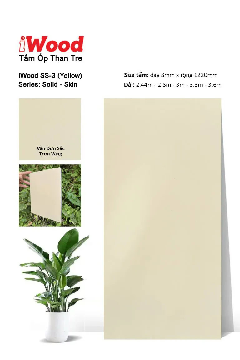 Tấm ốp than tre vân đơn sắc iWood SS-3