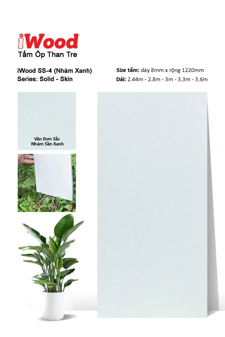 Tấm ốp than tre vân đơn sắc iWood SS-4