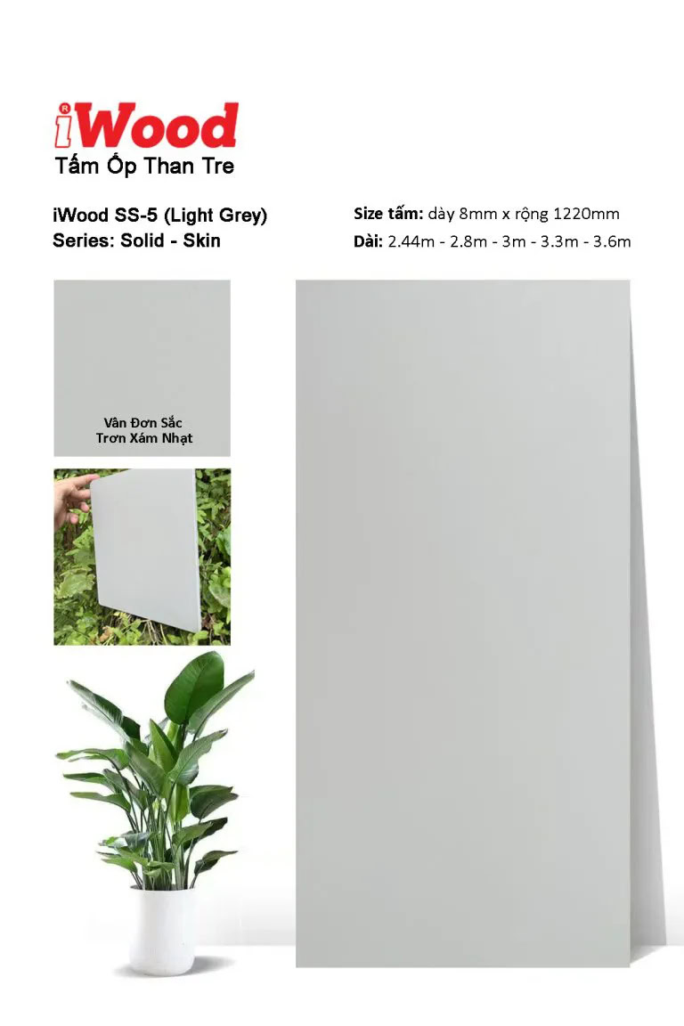 Tấm ốp than tre vân đơn sắc iWood SS-5