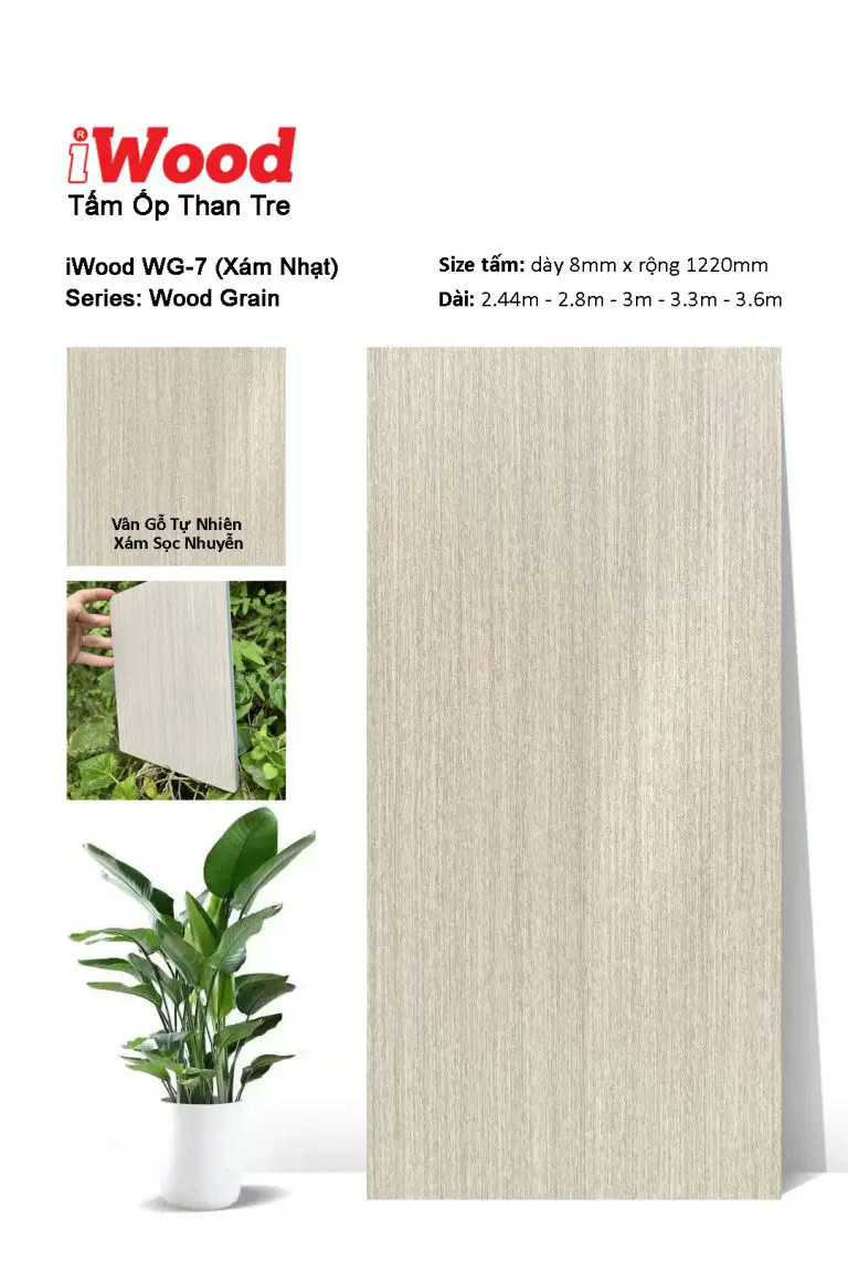 iWood WG-7 Bamboo Charcoal Wall Panel with Wood Grain