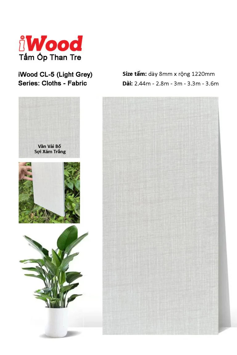 iWood CL-5 Bamboo Charcoal Wall Panel with Fabric Texture