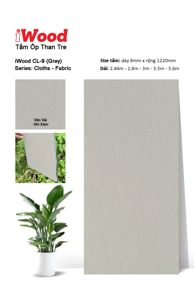 iWood CL-9 Bamboo Charcoal Wall Panel with Fabric Grain