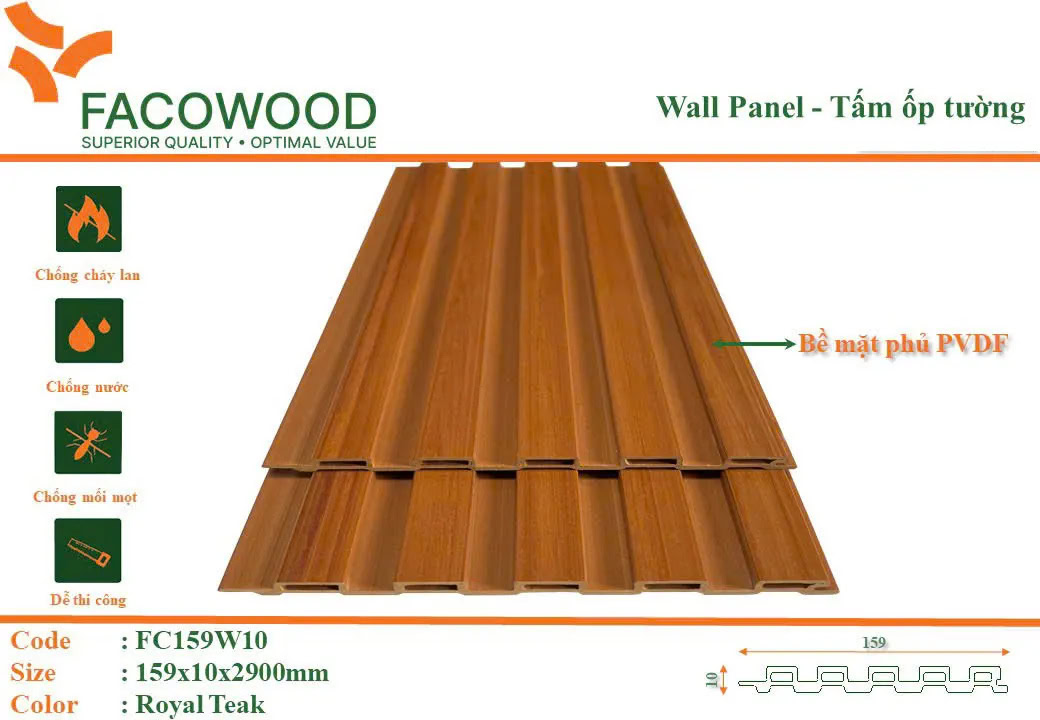 Facowood FC159W10 Royal Teak Wall Panel