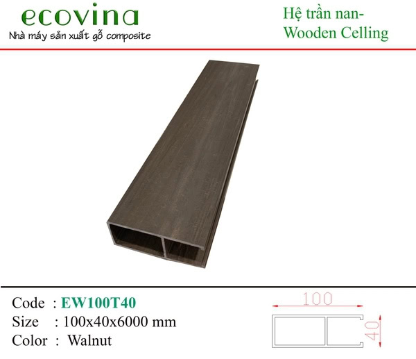 Ecovina EW100T40 Walnut Wood Plastic Composite Batten