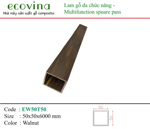 Ecovina EW50T50 Walnut WPC Column Slat
