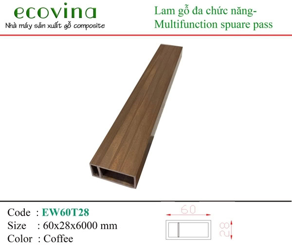 Ecovina EW60T28 Coffee WPC Column Slat