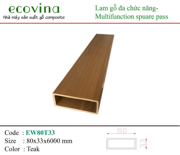 Ecovina EW80T33 Teak Wood Plastic Batten