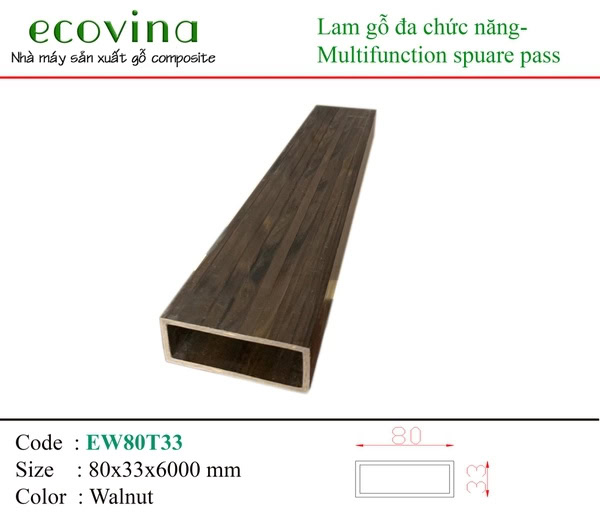 Ecovina EW80T33 Walnut Wood-Plastic Batten