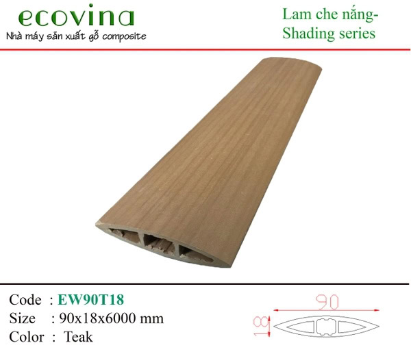 Ecovina EW90T18 Teak Wood Plastic Composite Batten