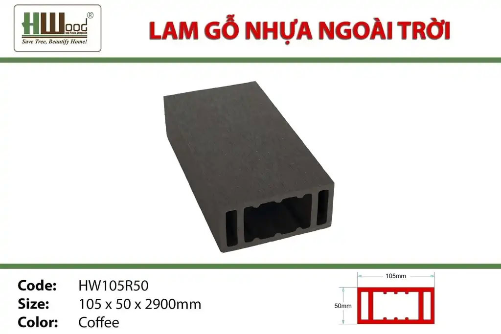 Hwood HW105R50 Outdoor Wood Plastic Composite Batten