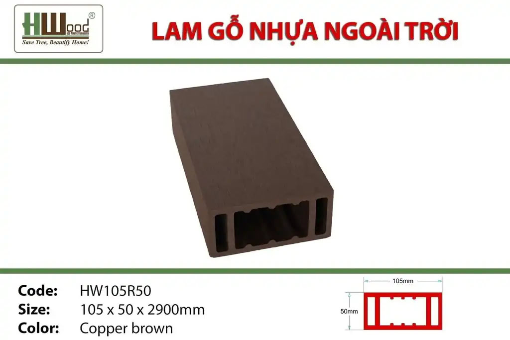 Hwood HW105R50 Outdoor Wood Plastic Composite Batten
