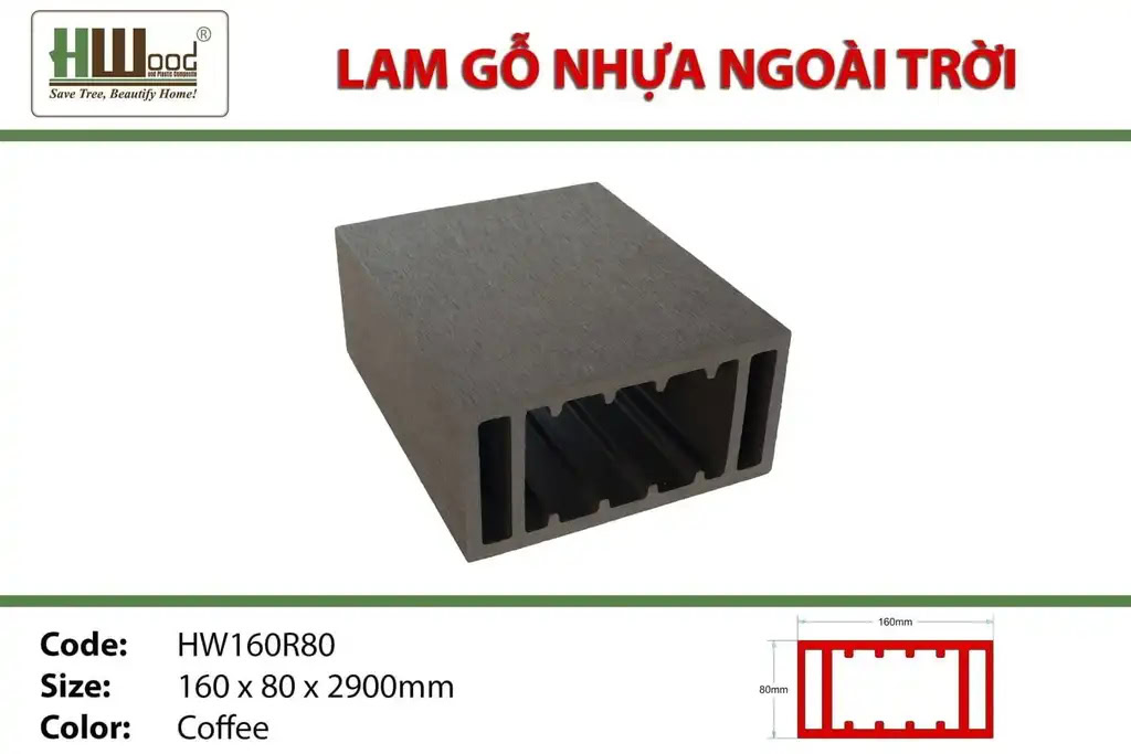 Hwood HW160R80 Outdoor Wood Plastic Composite Batten