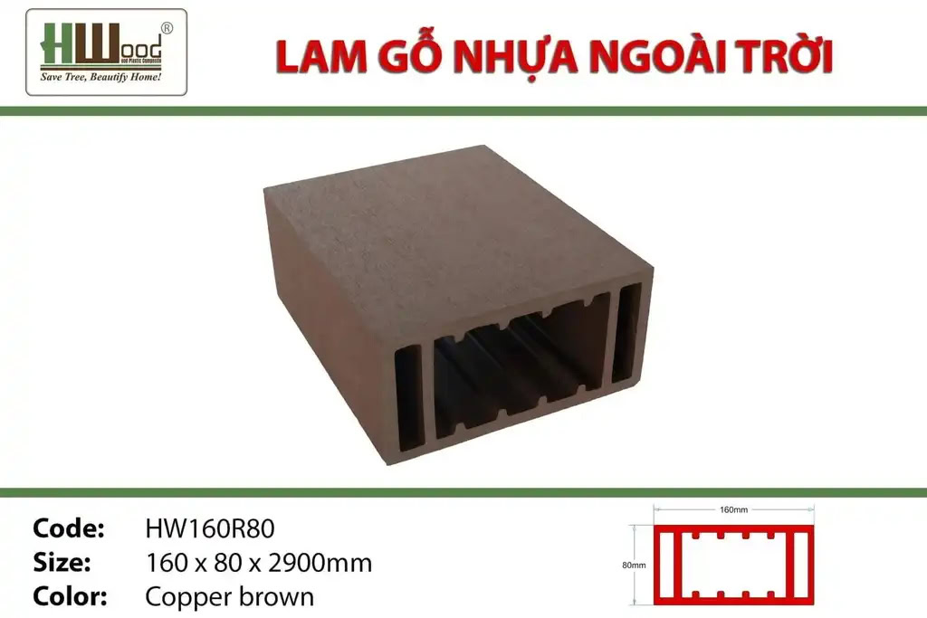 Hwood HW160R80 Outdoor Wood Plastic Composite Batten