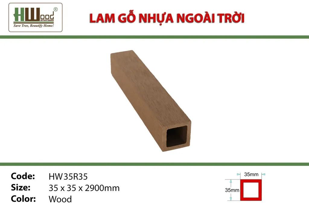 Thanh lam gỗ nhựa ngoài trời Hwood HW35R35
